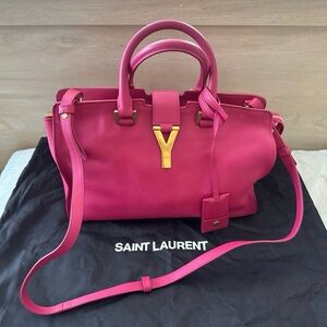 Saint Laurent chyc cabas  Fuchsia calfskin Leather two way bag